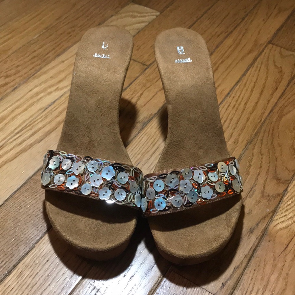 Bakers multicolor sequence sandals 3 inch heel
